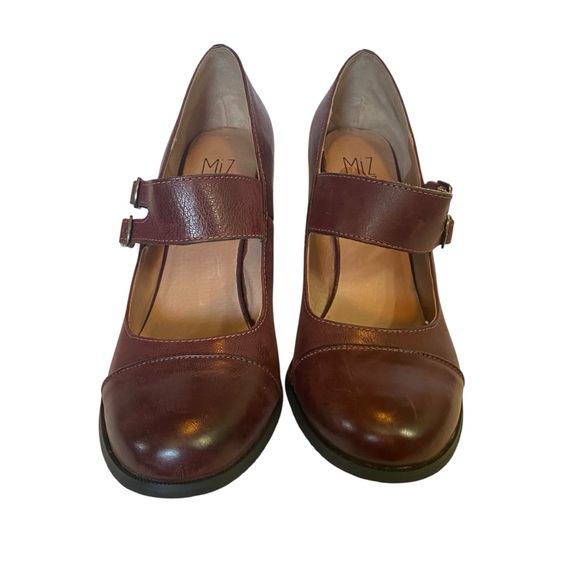 Miz Mooz Isadora Leather Heels Burgundy Double Strap Mary Jane Shoes size 10 41 - Picture 5 of 13